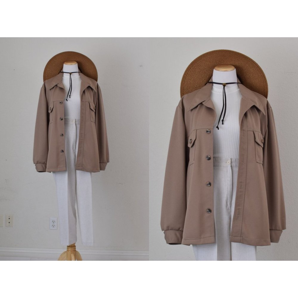 Vintage 70s Brown Polyester‎ Disco Jacket size 46